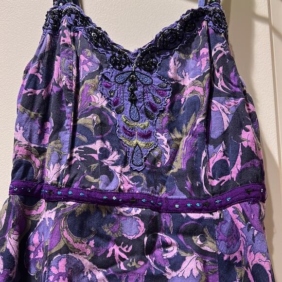 Free People Purple Floral Beaded Sequin Size 8 - Picture 3 of 8